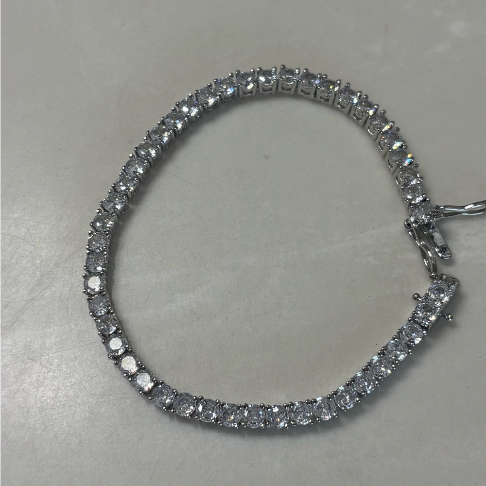 Silver Tone Crystal Tennis Bracelet - Women Jewelry - Picture 7 of 7